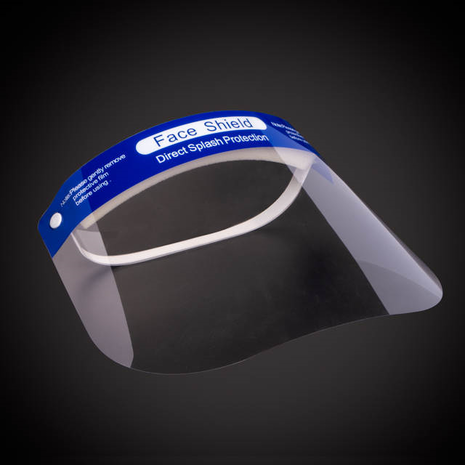 face shield, zwarte achtergrond